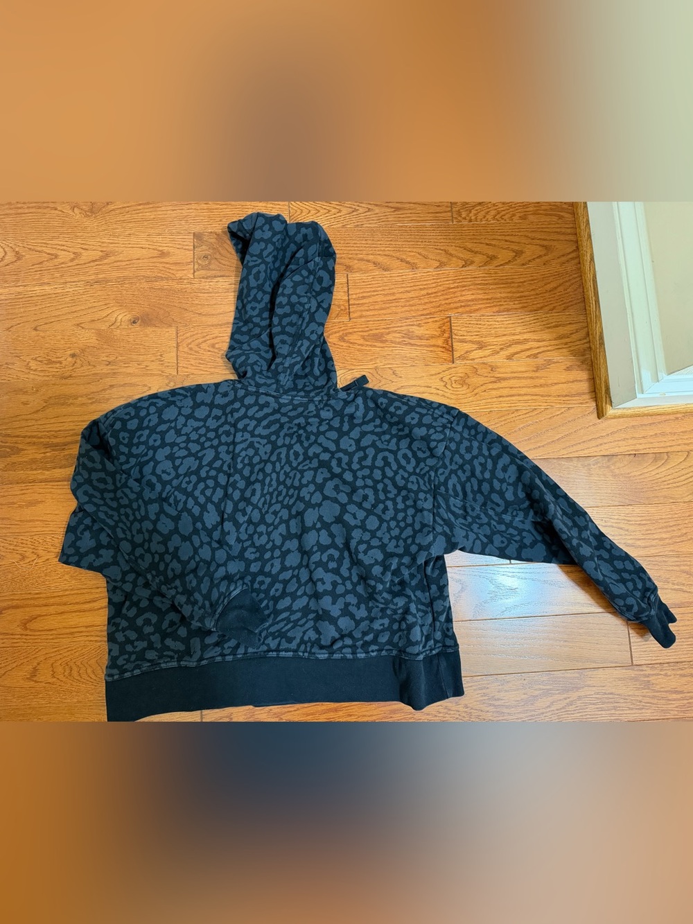 Nike Women Black and Charcoal Leopard-Print Crewneck Hoodie - Picture 2 of 3